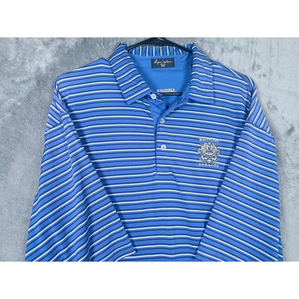 Whistling Straits Byron Nelson Men's Polo Shirt Blue White Size XL